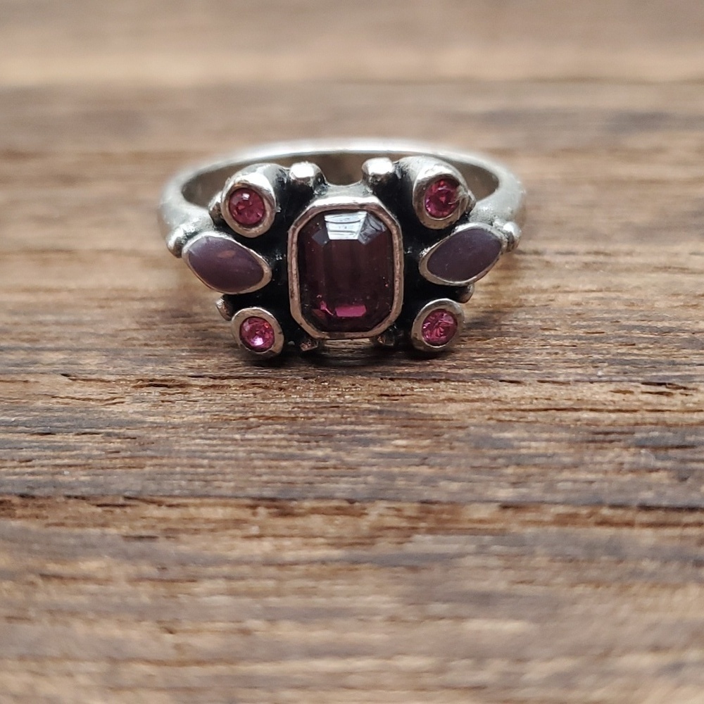 Georgian 2ct garnet purple band ring 💍 size 8 R353